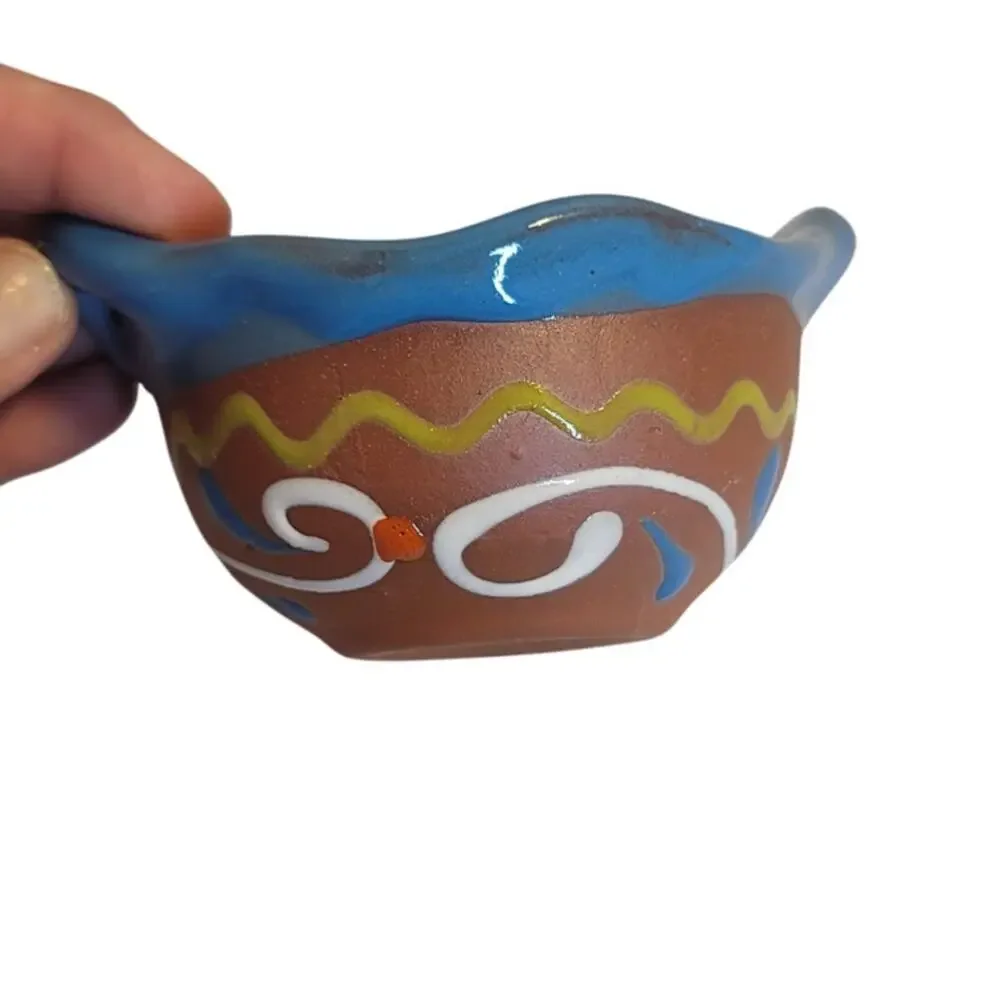 Handpainted Talavera Mexican Pottery Clay Salsa Bowl Cazuelita Salsera Sauce 4